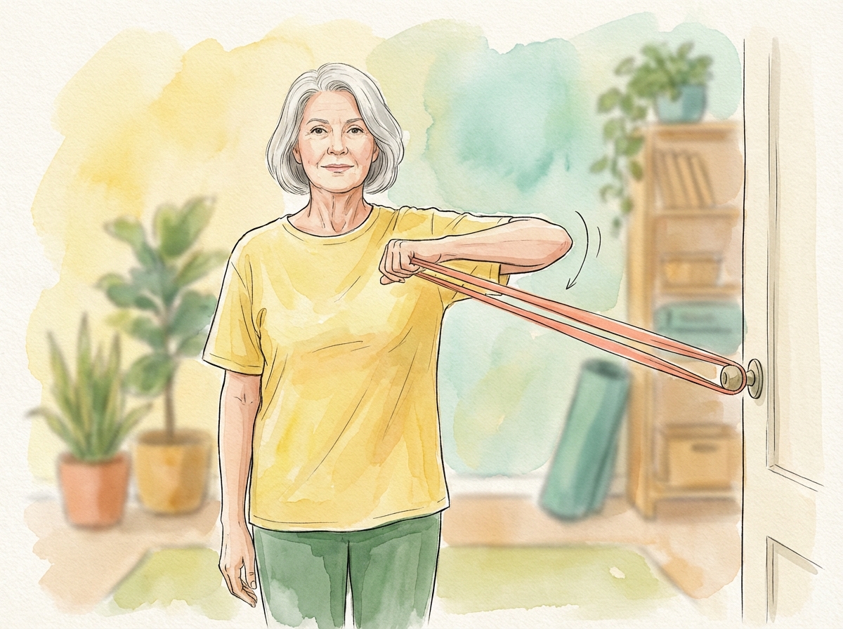 1. External Rotation with Resistance Band - exercise demonstration for arthritis