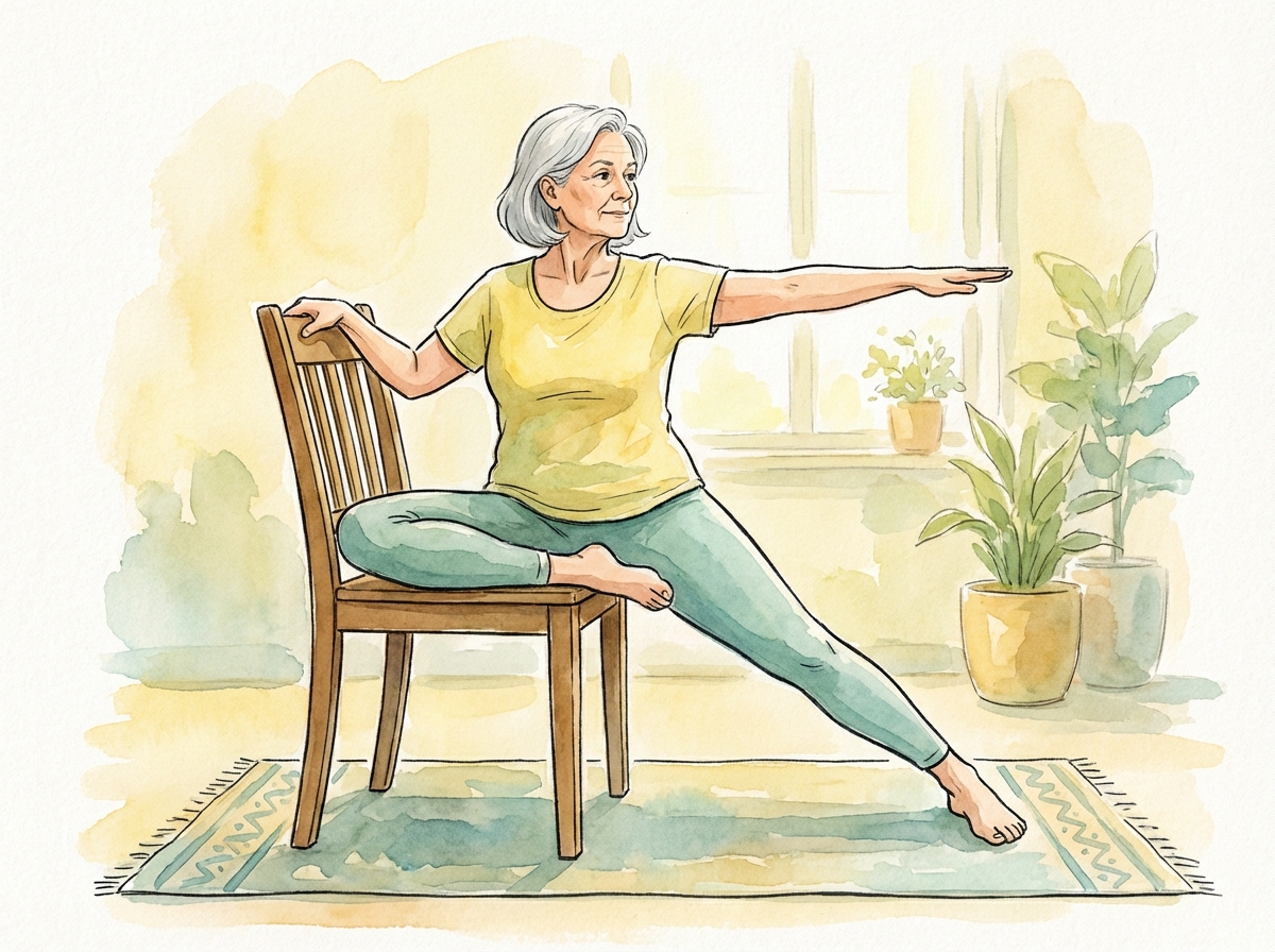 4. Supported Warrior II (Chair Version) - exercise demonstration for arthritis